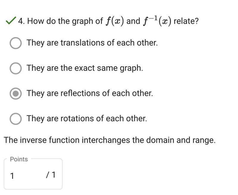 How do the graph of f(x) and f^-1(x) relate?-example-1