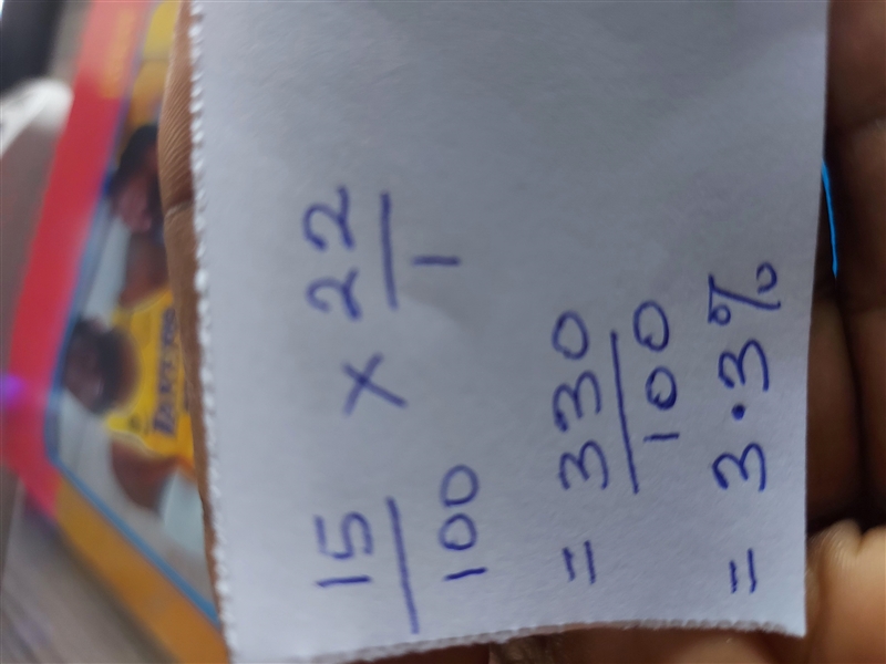 4) What is 15% of 22? A) 3 B) 3.3 C) 30 D) 33-example-1