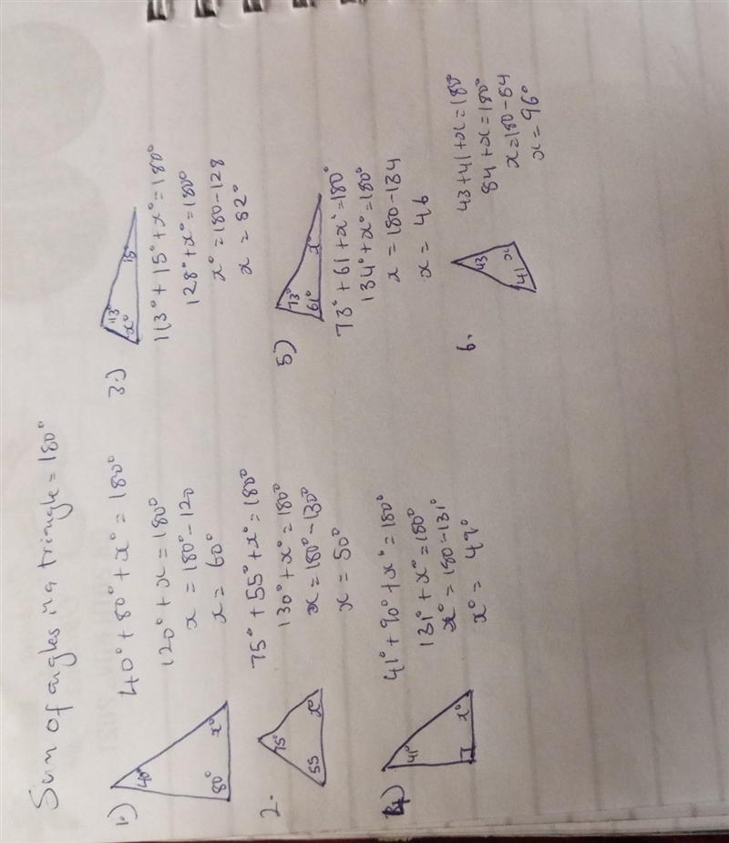 For questions 1-10, find the unknown angle.-example-1