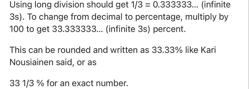 By what percent will the number change. you find one third of a number-example-1