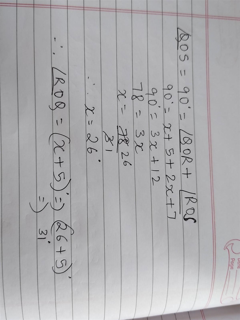 ∠ROP forms a right triangle. Find the measure of ∠ROQ.-example-1