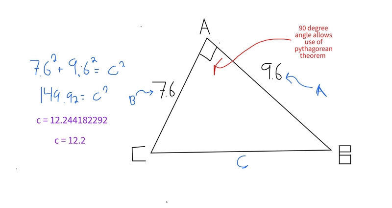 Someone please help A, B & C form a triangle where < BAC = 90°. AB = 9.6 mm-example-1