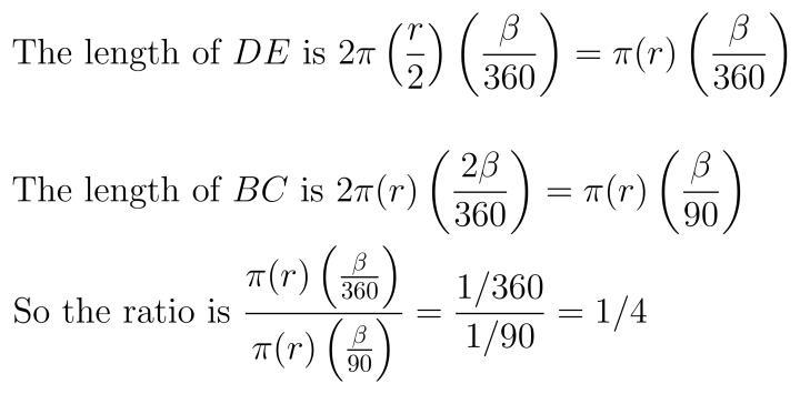 What is the ratio of the length of DĚ to the length of BC?-example-1