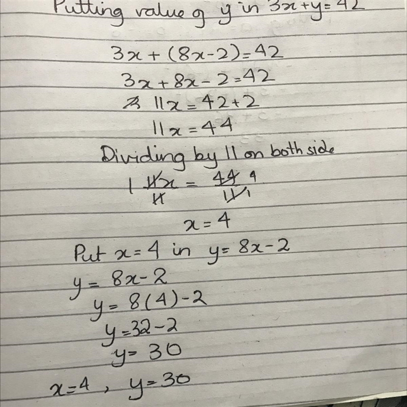 Solve the system of equations (you can use any method but I recommend substitution-example-1