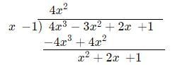 Divide:4x3 3x² + 2x + 11x-1[ ? ]x² + [ ]x +[] +x-1-example-3