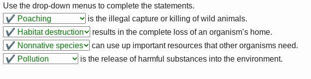 Use the drop-down menus to complete the statements. is the illegal capture or killing-example-1