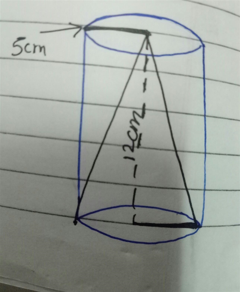 From a circular cylinder of diameter 10 cm and height 12 cm are conical cavity of-example-1