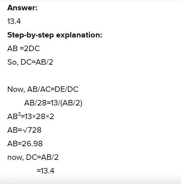 In the trapezoid below, DE is parallel to AB. If CE = 6, AC = 6.4, and DC = 4, find-example-1