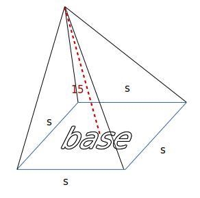 find the volume of a pyramid with a square bade, where the perimeter of the bade is-example-1