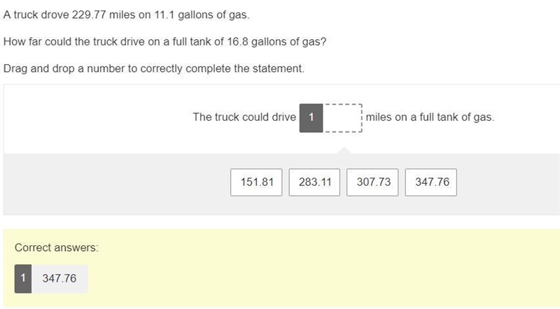 NEED HELP ASAP ON A TEST PLEASE HURRY WILL GIVE POINTS A truck drove 229.77 miles-example-1