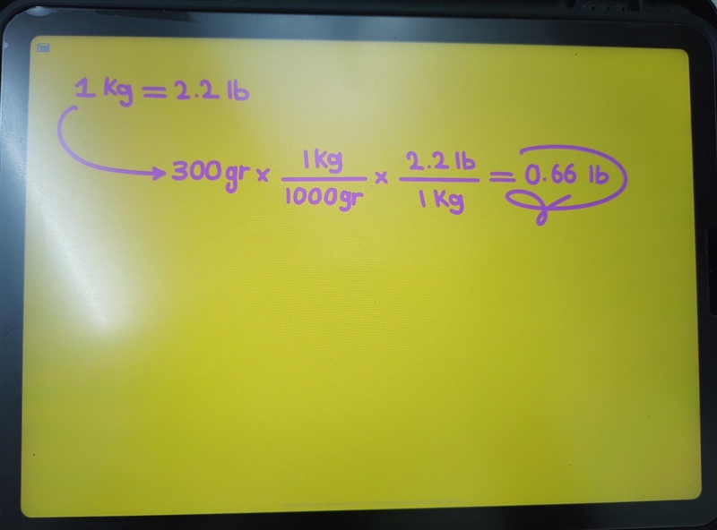 2.1. Using the conversion 1 kg = 2.2 pounds (lb), convert 300g into pounds.​-example-1