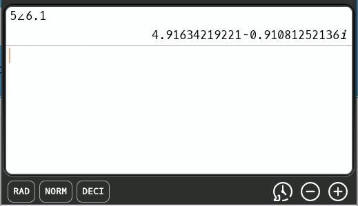 Use technology to convert the polar coordinates (5, 6.1) to rectangular coordinates-example-1