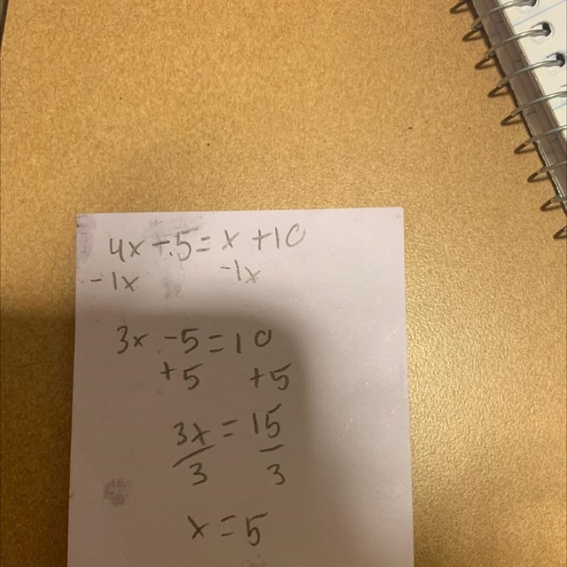 4x − 5 = x + 10 Solve for X-example-1