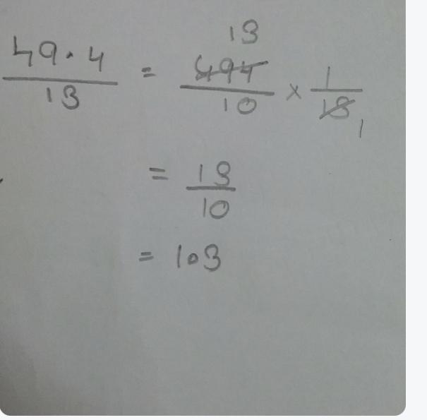 What is 49.4÷13 in area model​-example-1