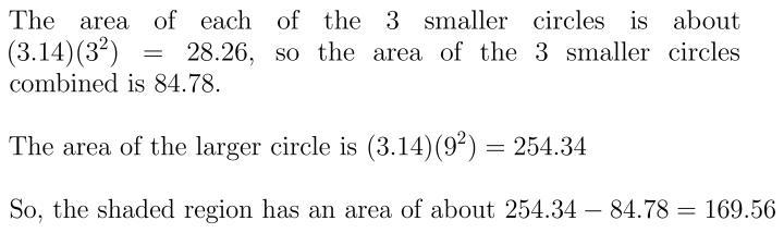 4. The figure below shows three small circles, each with a diameter of 6 centimeters-example-1