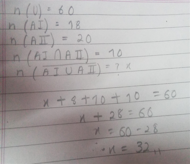 In a group of 60 students, 18 students take Algebra I, 20 students take Algebra II-example-1