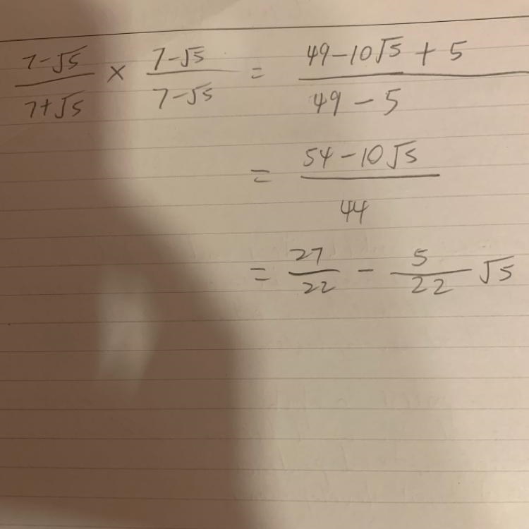 35. If 7-√5 / 7+√5= a +b√5, then find the value of a and b.​-example-1