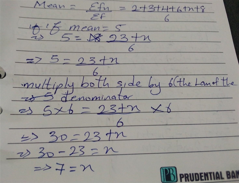 Is the mean of 2 3 4 6 x and 8 is 5 find the value of x​-example-1