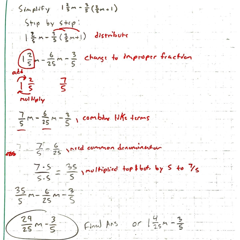 1 2/5m - 3/5 ( 2/5m + 1 ) I tried -3/5 it is wrong simplify pls-example-1