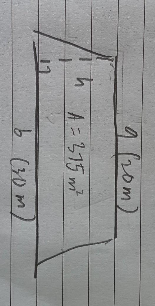 Use the formula to solve the problem. Area of a trapezoid = (1/2)(a + b)h, where a-example-1