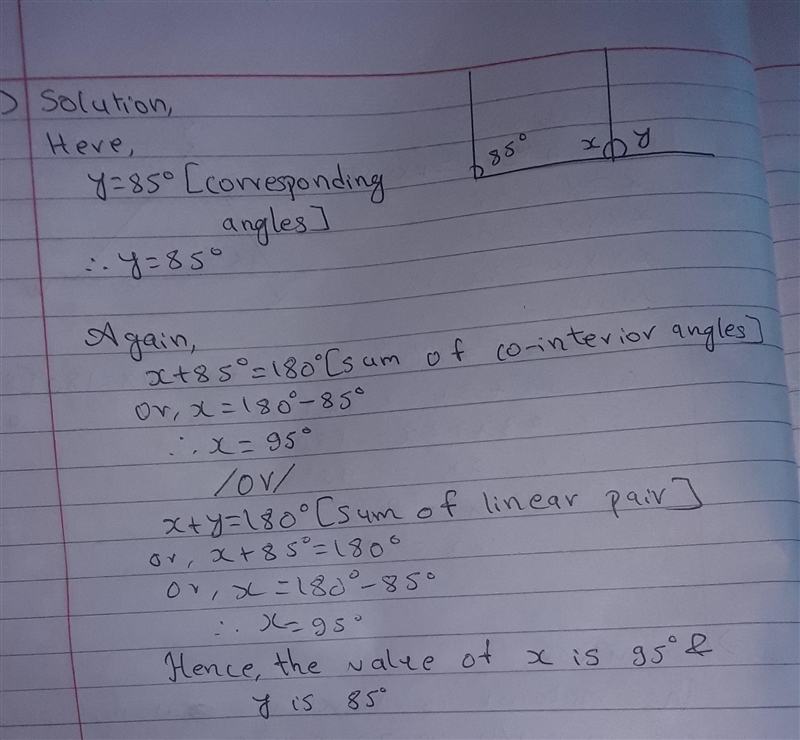 In the given figure, find the values of x and y.​-example-1