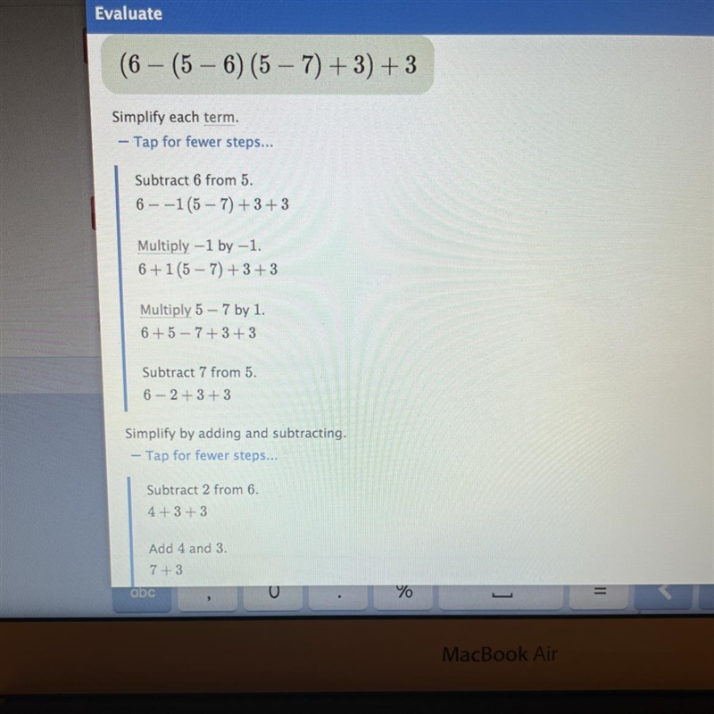 Evaluate [6 - (5 - 6(5 - 7) + 3)] + 3-example-1