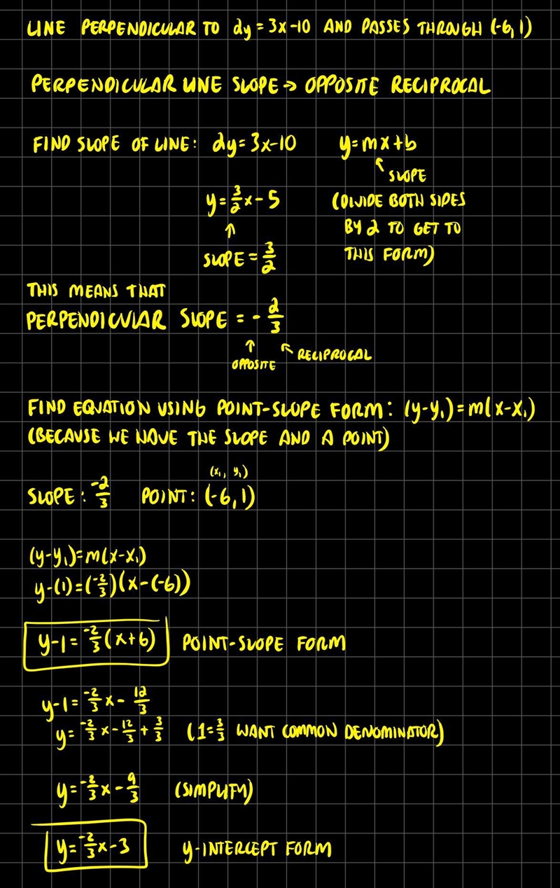 Write an equation of a line that is perpendicular to the line whose equation is 2y-example-1