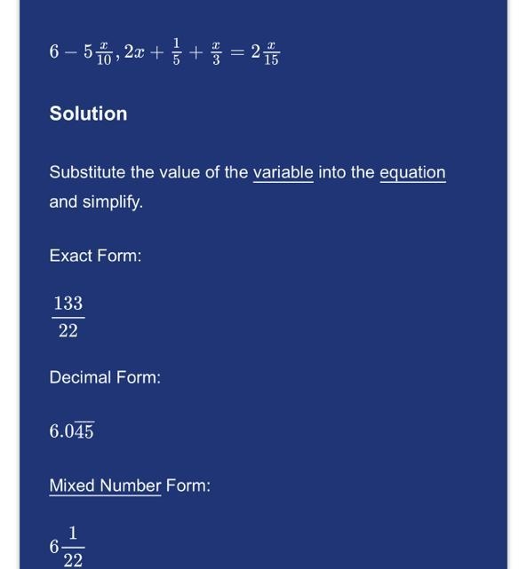 Solve 6-5x/10 2x+1/5 +x/3=2x/15-example-1