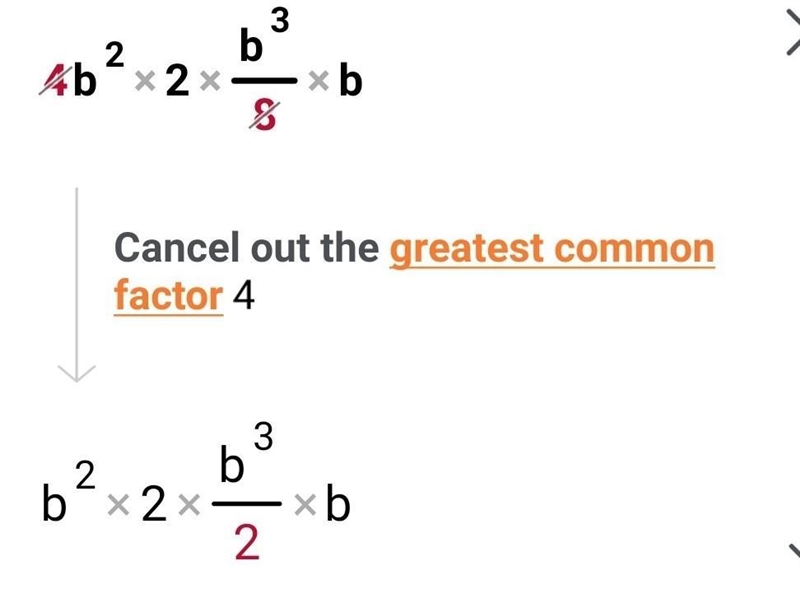 Simplify 4b² x 2b³/8b-example-1