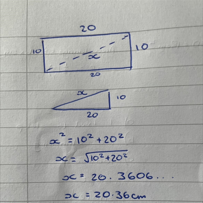 If the length and breadth of a rectangle are 10cm and 20cm, respectively, find the-example-1