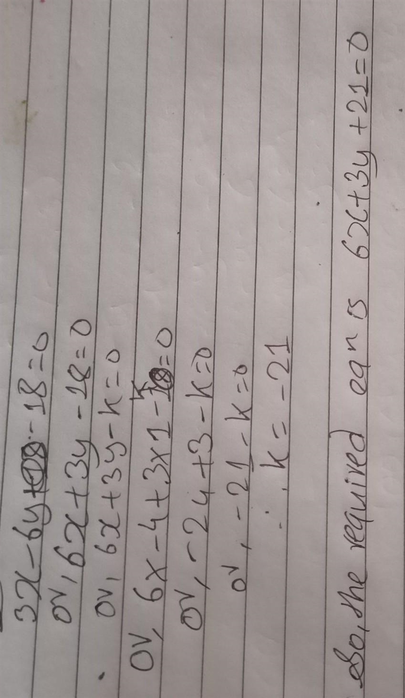 line m can be represented by the equation 3x-6y=18. Write an equation of the line-example-1