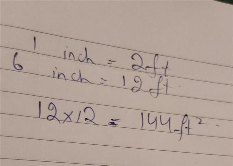 1 in. = 2 ft. what is the area of the actual living room?​-example-1