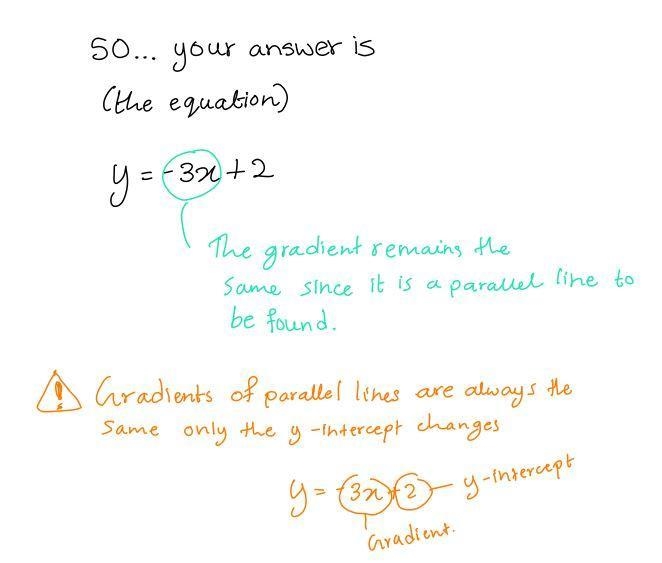 Find the equation of a line which passes through point (-1,5) and is parallel to 3x-example-4