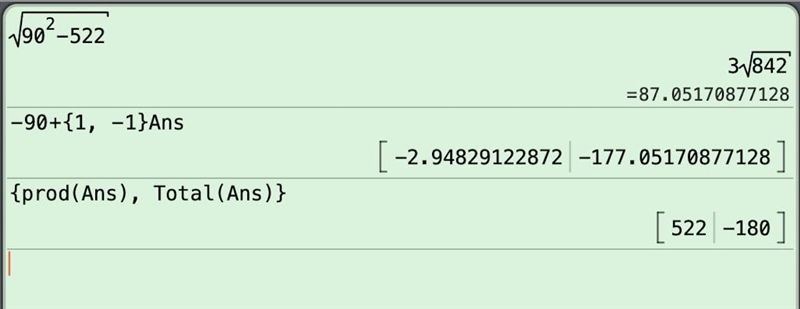 What 2 numbers multiply to get 522 and add to get -180-example-1