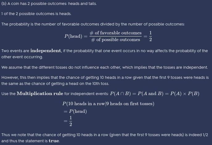 A coin is tossed 10 times. given that the first 9 tosses were heads, find the percent-example-1