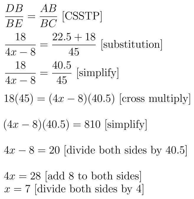 Find the of X if triangle DBE ~ triangle ABC. please show work-example-1