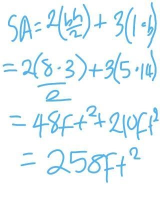 6) 5ft 3ft. 14ft 8 ft I need the surface area someone help me-example-1