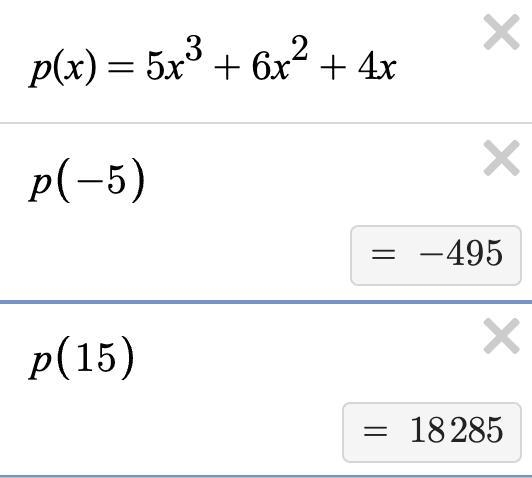 Consider the polynomial function p given by p(x)=5x^3+6x^2+4x evaluate the function-example-1