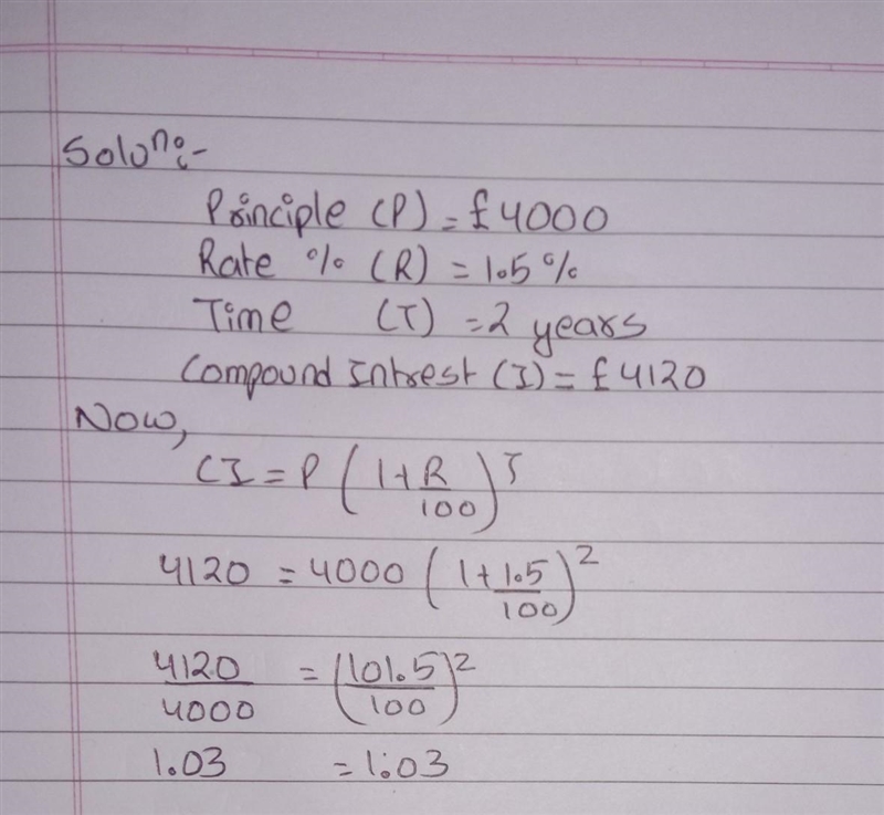 £4000 is invested at 1. 5% compound interest. (a) Show that the value of the investment-example-1