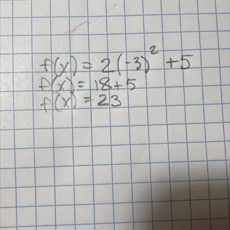 What is f(-3) for the function f(x) = 2x^2 + 5? need answer ASAP please!-example-1