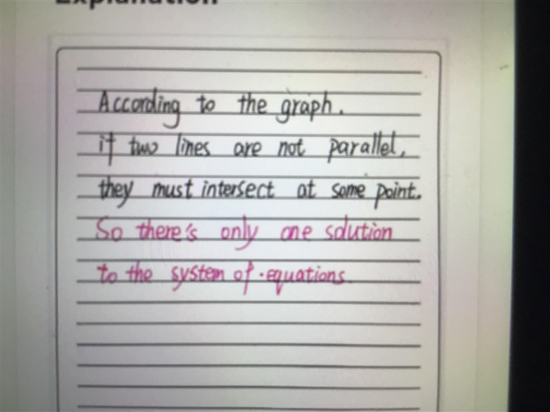 The two lines graphed below are not parallel. How many solutions are there to the-example-1