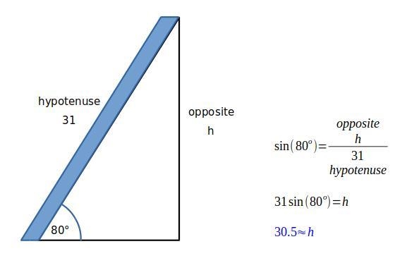 A 31 -ft ladder leans against a building so that the angle between the ground and-example-1