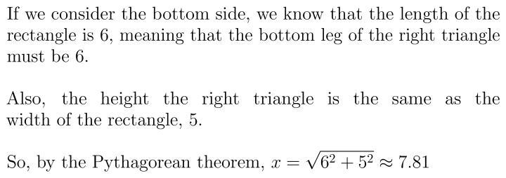 Consider the following shape. Find the value of x. Round your answer to two decimal-example-1