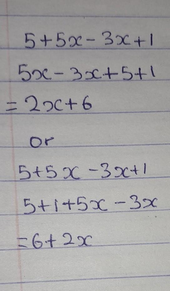 How do you simplify 5+5x-3x+1-example-1