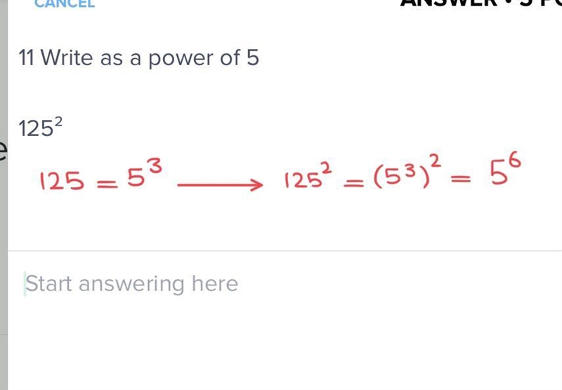 11 Write as a power of 5 125²-example-1