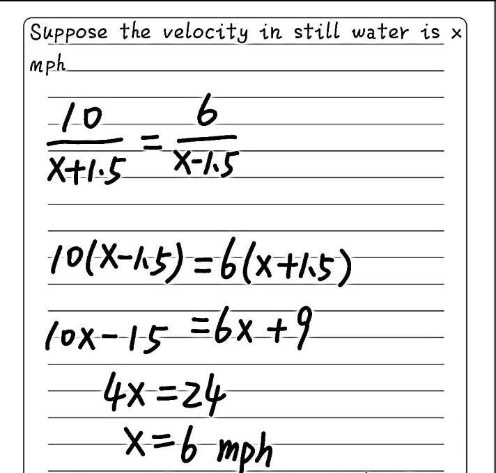 Set up and solve an equation to answer the problem: (5 points) Matthew is paddling-example-1