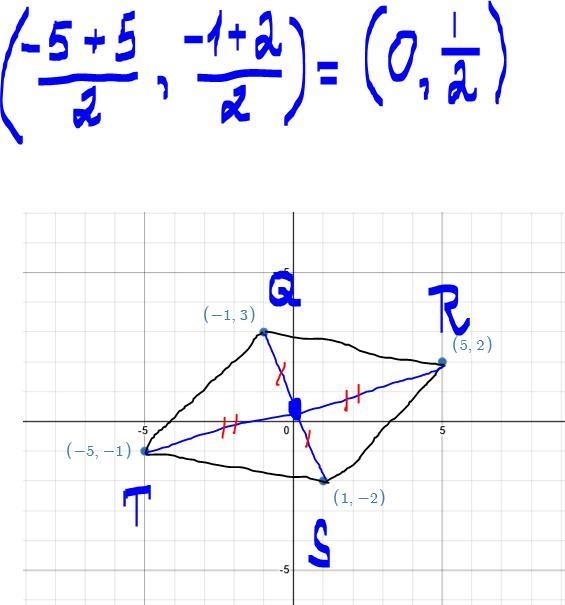 In Exercises 25 and 26, find the coordinates of the intersection of the diagonals-example-1