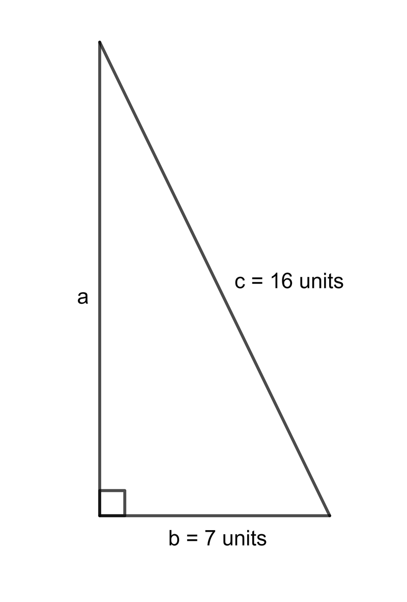 One leg of a right triangle is 7 units long, and its hypotenuse is 16 units long. What-example-1