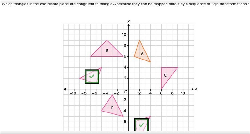 Select all the correct triangles. Which triangles in the coordinate plane are congruent-example-1