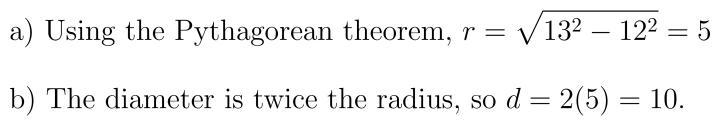 Consider the cone with slant height of 13 m and perpendicular height of 12 m: a) Find-example-1